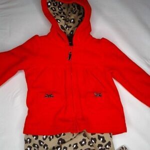 Carter's Girl's 3 Piece Set Fleece Jacket Onesie Leggings Size 6M Animal Print
